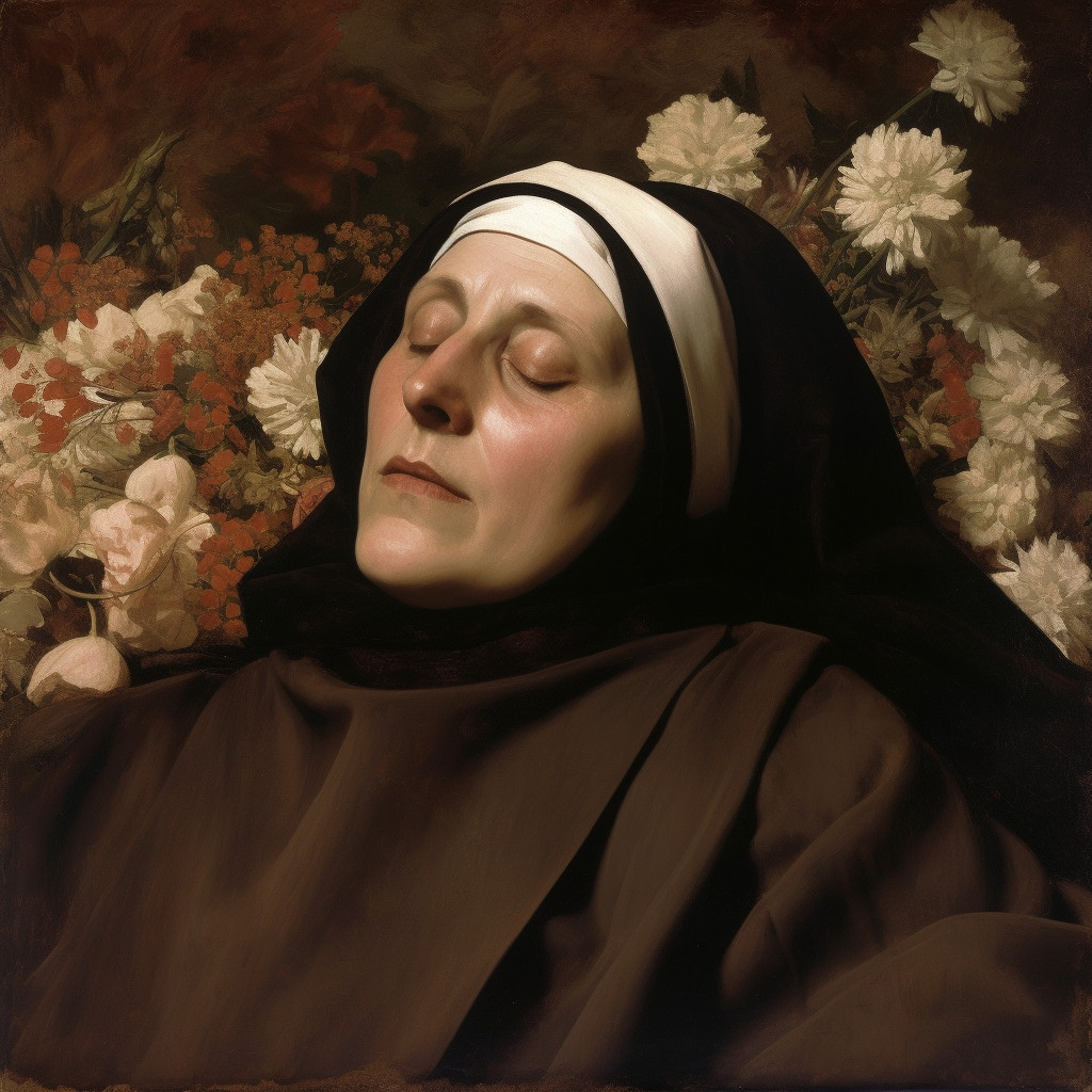 A painting of the death of Saint Teresa of Avila